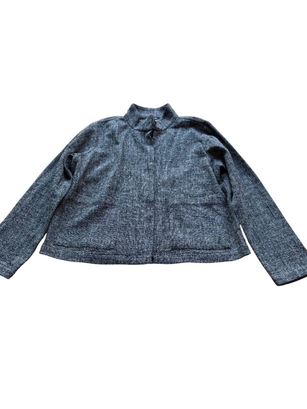 Eileen Fisher Size S NWT Women's Black White Organic Cotton Tweed Collar Jacket